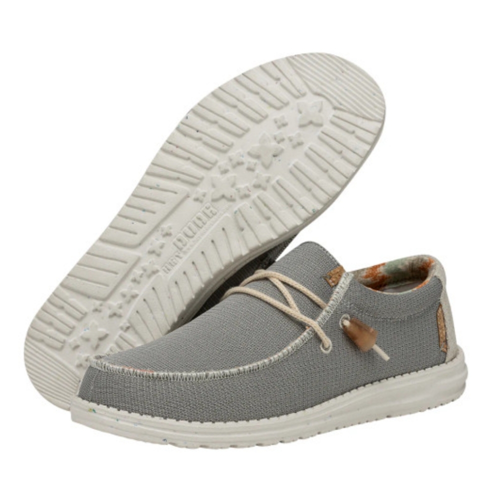 Hey Dude Wally Knit Cobblestone Men's Casual Gray White Shoes